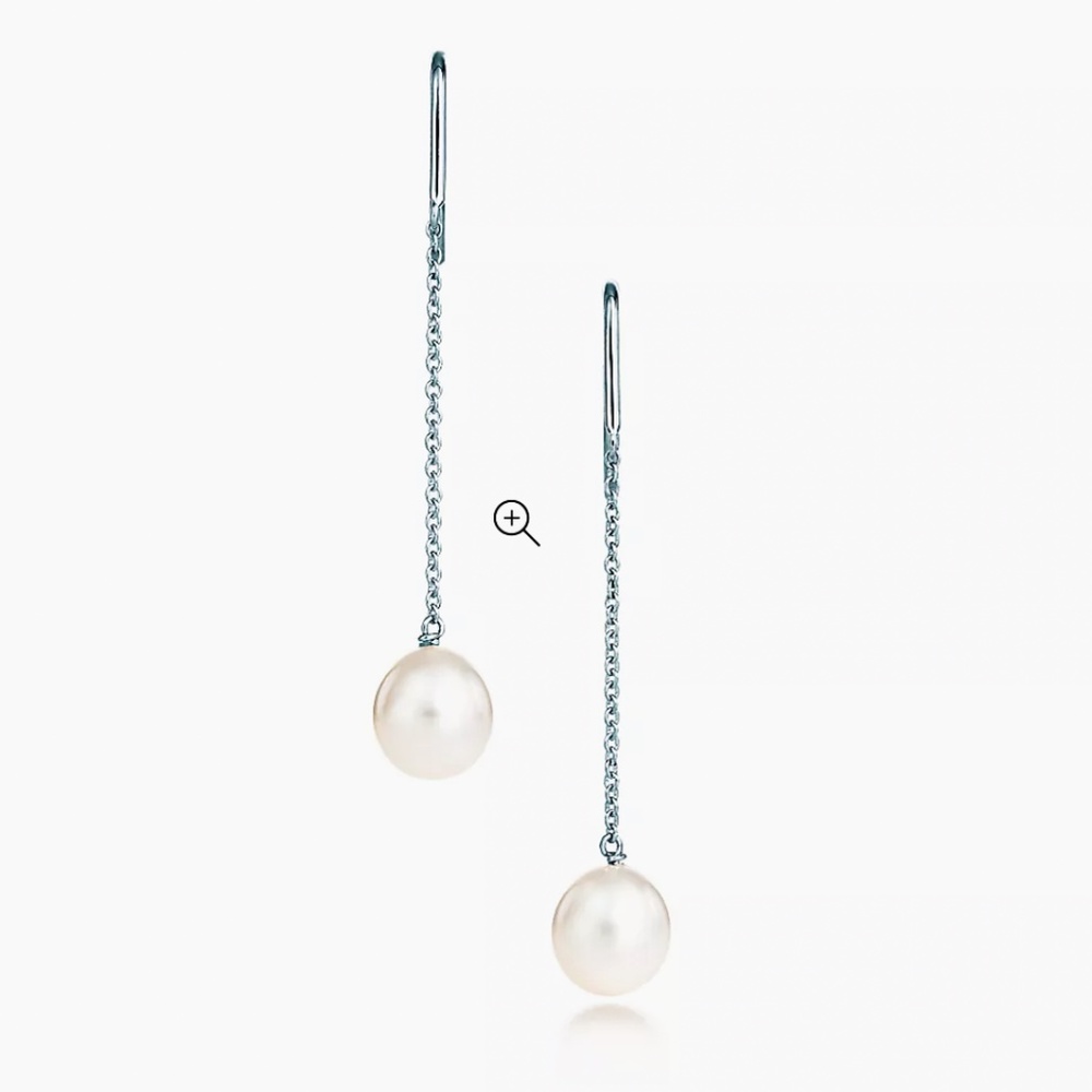 Tiffany Silver Elsa Peretti® Pearls by the Yard™ Chain Earrings - Picture 2 of 4